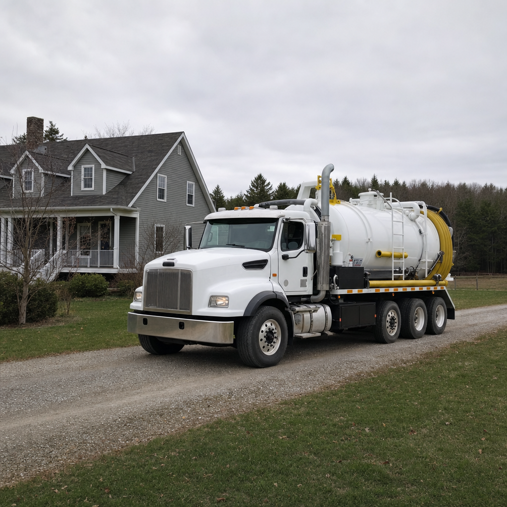 Septic vacuum truck arriving at a Oak Lawn home for same-day emergency service